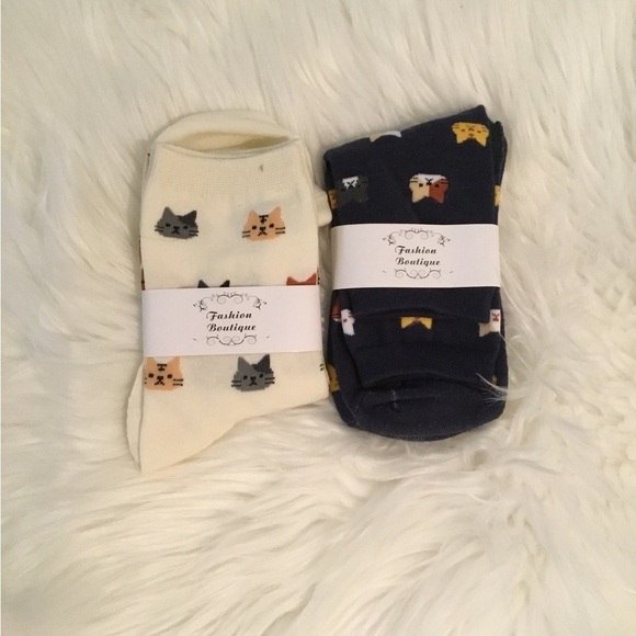 FASHION boutique cat socks 2 pair - Picture 1 of 6